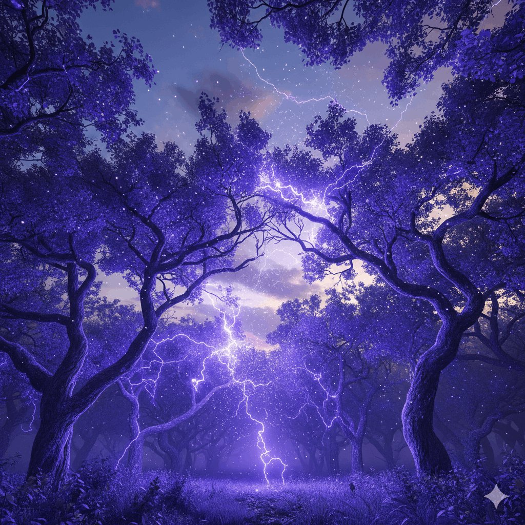 Baumkronen senden während Gewittern ultraviolette Funken aus