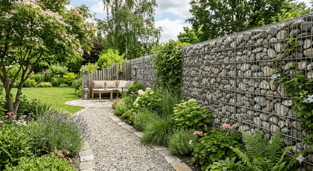 Sichtschutz im Garten Moderne Ideen mit Gabionen