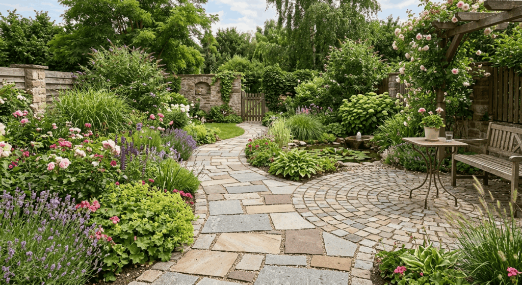 Garten Ideen mit Pflastersteinen 2026 Moderne Gestaltung für Wege, Terrassen und Lieblingsplätze
